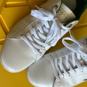 Lacoste White Sneakers with Green Accents